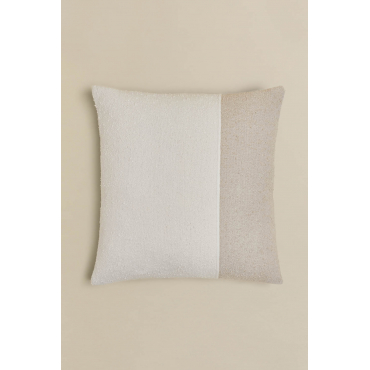 Vierkant Katoenen Kussen (45x45 Cm) Louisa Wit - Beige – Linnen - Sklum