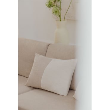 Rechthoekig Katoenen Kussen (40x60 Cm) Louisa Wit - Beige – Linnen - Sklum