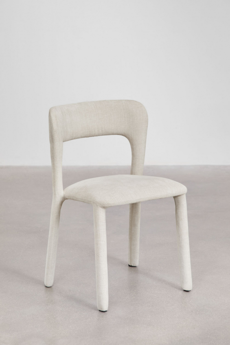 Pack van 2 gestoffeerde eetkamerstoelen Brusel - Stof Gebroken Wit  