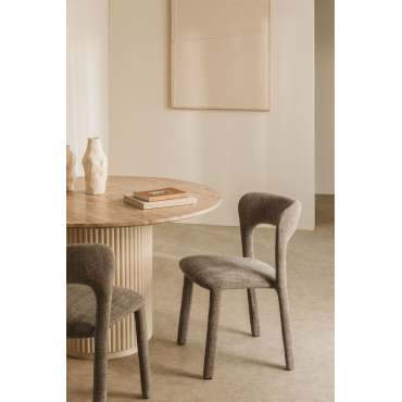 Pack Van 2 Gestoffeerde Eetkamerstoelen Brusel Stof Grijs – Taupe - Sklum