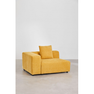 Linker Hoekmodule (135x113 Cm) Met Hoge Armleuning En Kussen Voor Modulaire Bank Bruna Stof Chenille Mosterd - Sklum