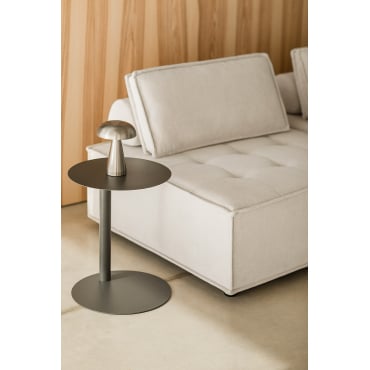 Ronde Bijzettafel Ø40 Cm In Staal Yannik Gris Granito - Sklum