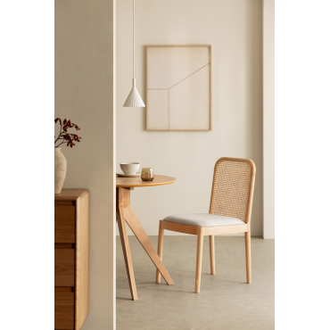 Set Van 4 Eetkamerstoelen Van Rubberhout En Rotan Yaiza Natuurlijk Hout - Sklum