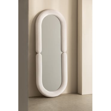 Ovale Wandspiegel In Fluweel 60x160 Cm Santes Wit - Sklum