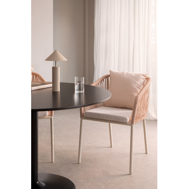 Arhiza Classic Eetkamerstoel Met Aluminium En Gevlochten Touw Armleuningen Tapioca Beige - Sklum