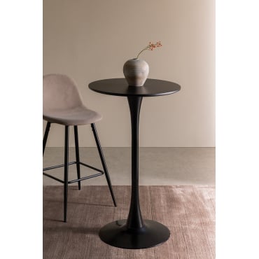 Ronde Hoge Tafel Ø60 Cm In Mdf En Metaal Ivet Zwart - Sklum