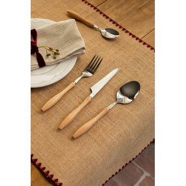 Secret de gourmet - Bestekset van roestvrij staal, 24-delig, met bestekbak van hout, Cadence collectie