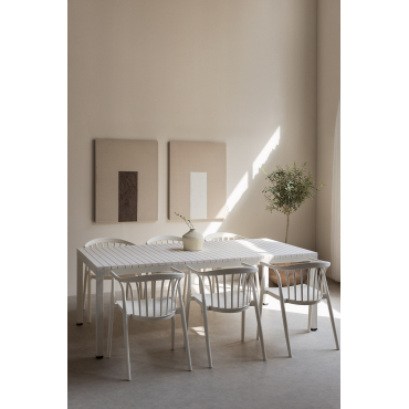 Rechthoekige Aluminium Eettafel (210x100 Cm) Marti Gardenia Wit - Sklum