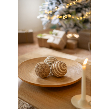 Set Van 3 Kerstversieringen Van Nevor Gevlochten Touw Bruin - Tarwe - Sklum