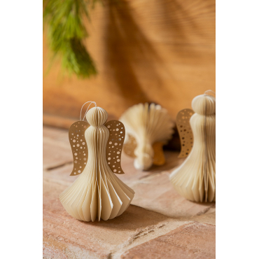 Set Van 3 Kerstversieringen Van Ceriba-papier Beige – Crème - Sklum