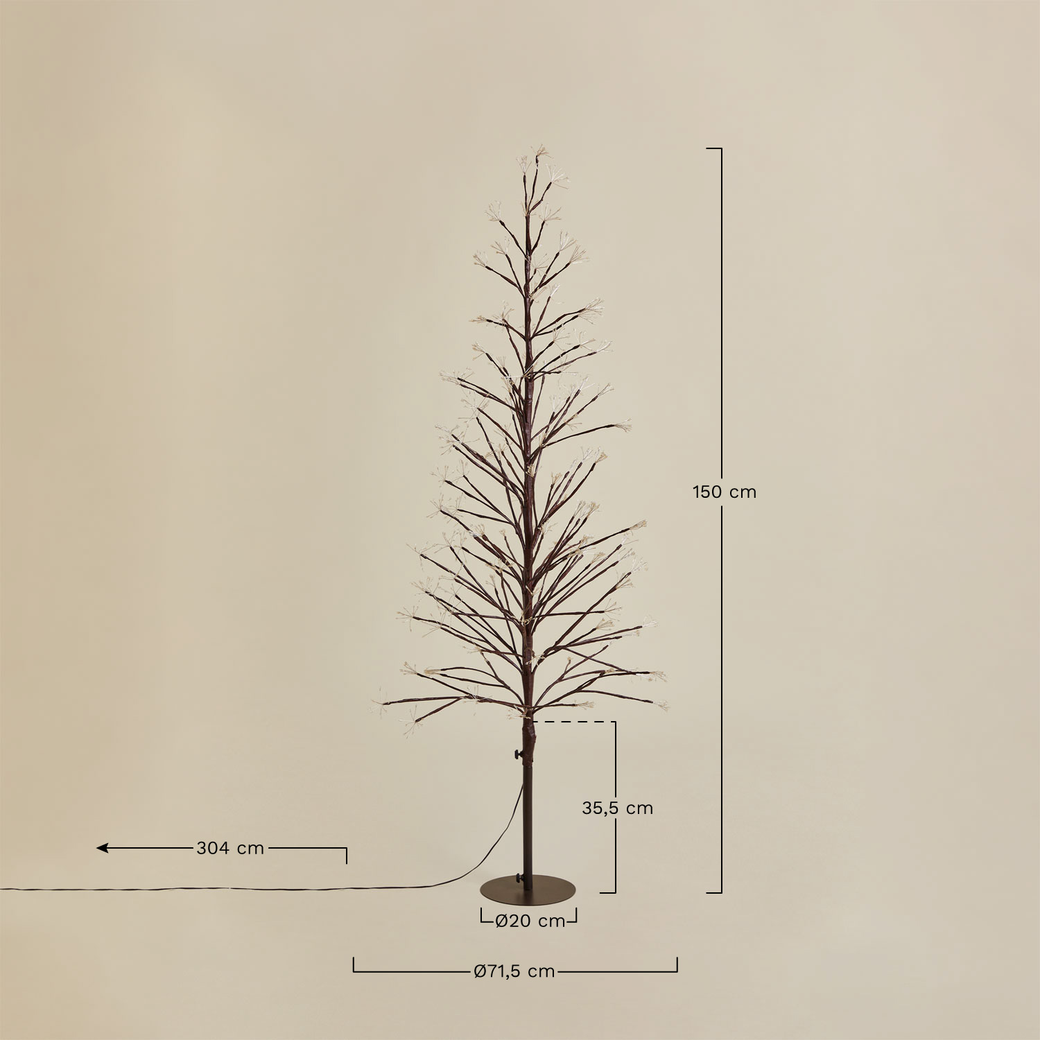 LED kerstboom van ijzer Dorvin, AFMETINGEN
