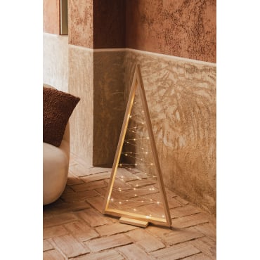 Kerstboom Met Led-licht In Elwood Dennenhout Bruin – Natuurlijk Hout & ↑100 Cm - Sklum