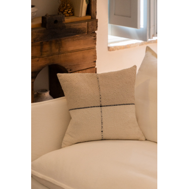 Vierkant Katoenen Kussen (45x45 Cm) Louisa Design Zwart - Beige – Linnen - Sklum