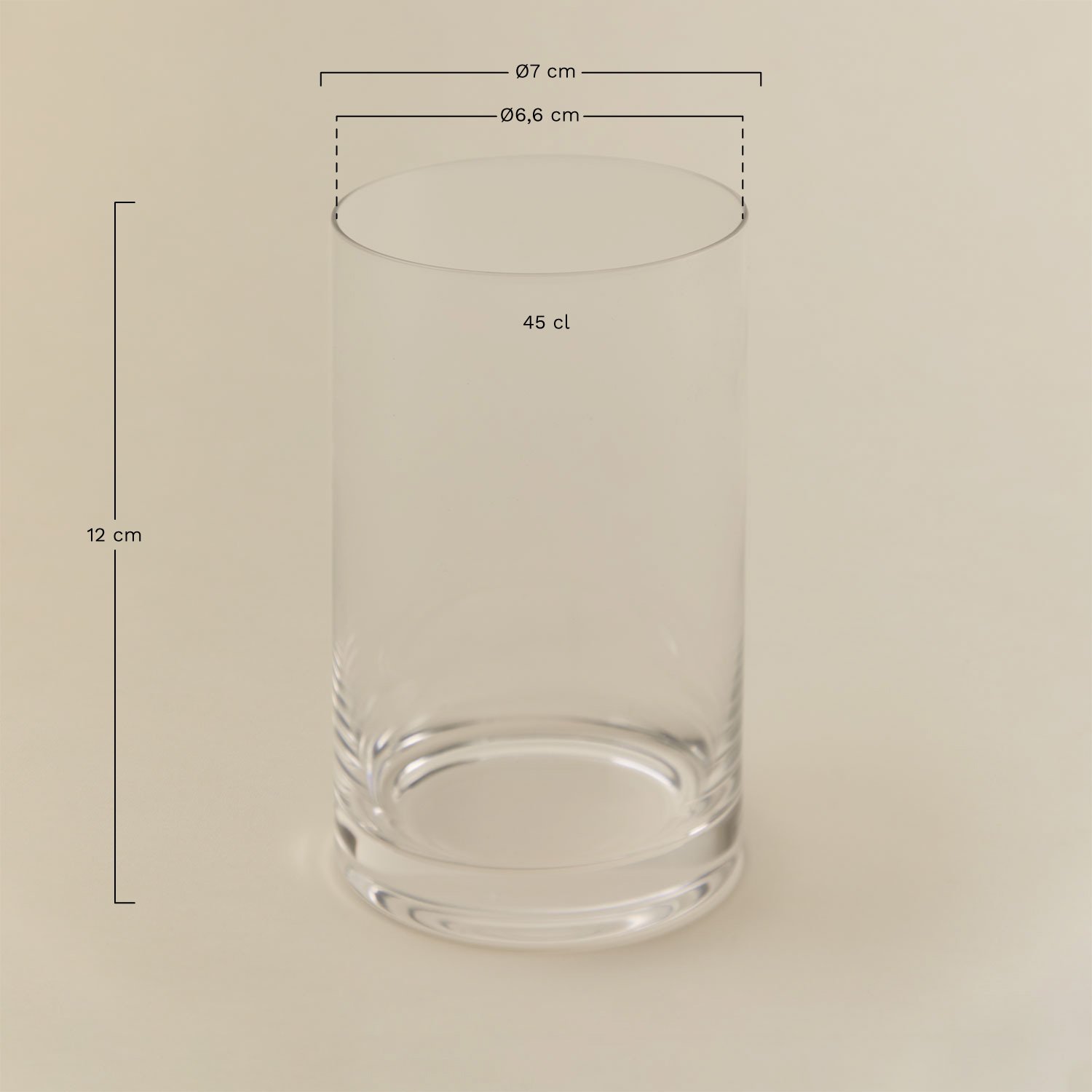 Pack van 4 glazen bekers 45 cl Lioare, AFMETINGEN