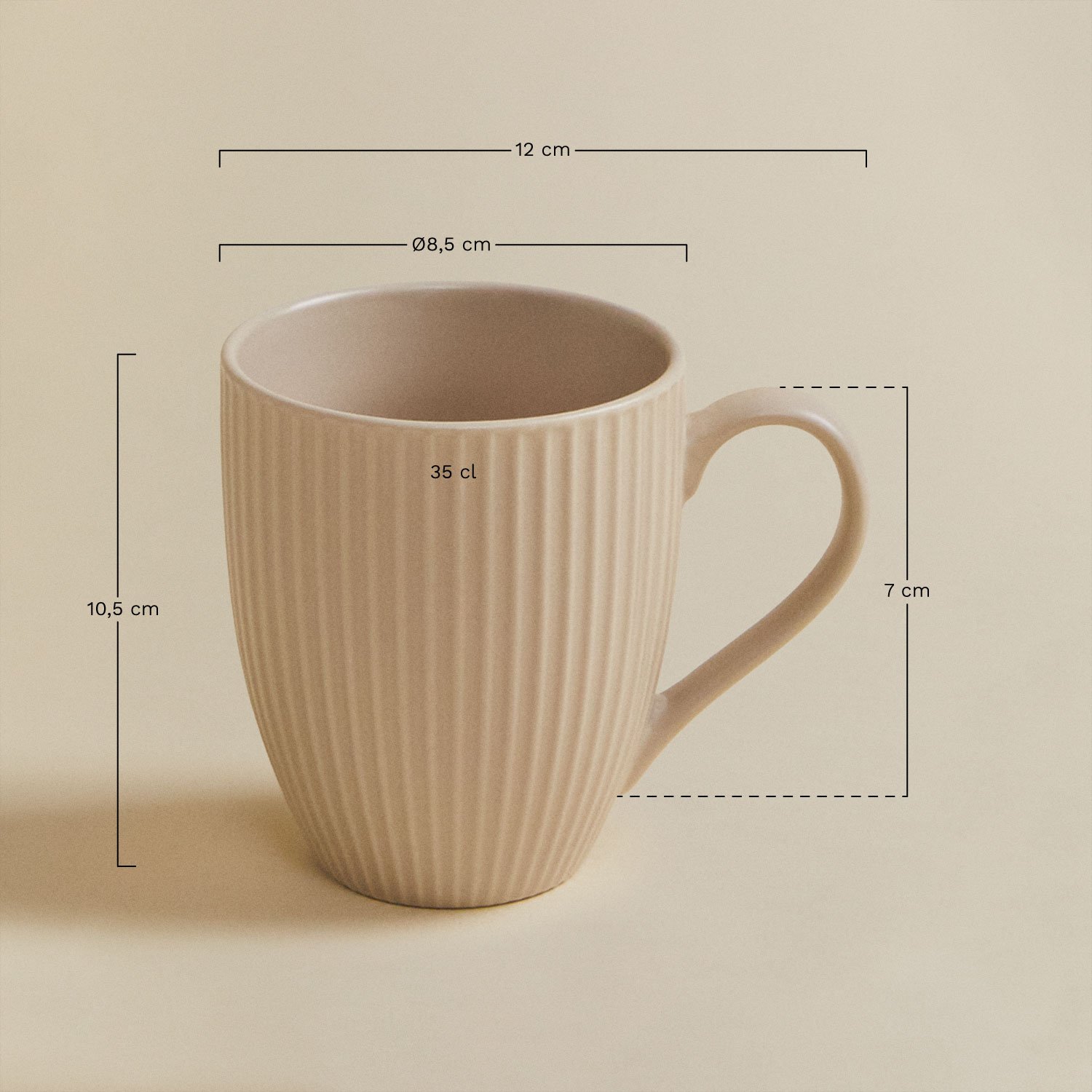 Pack van 2 mokken in new bone China 35 cl Elmora, AFMETINGEN