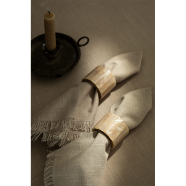 Set Van 4 Servetringen Van Mangohout En Parelmoer Anmon Beige – Linnen - Sklum