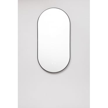 Ovaal Wandspiegel 50x100 Cm Voor Badkamer Met Led-licht En Anti-condens Asteiro Zwart - Sklum