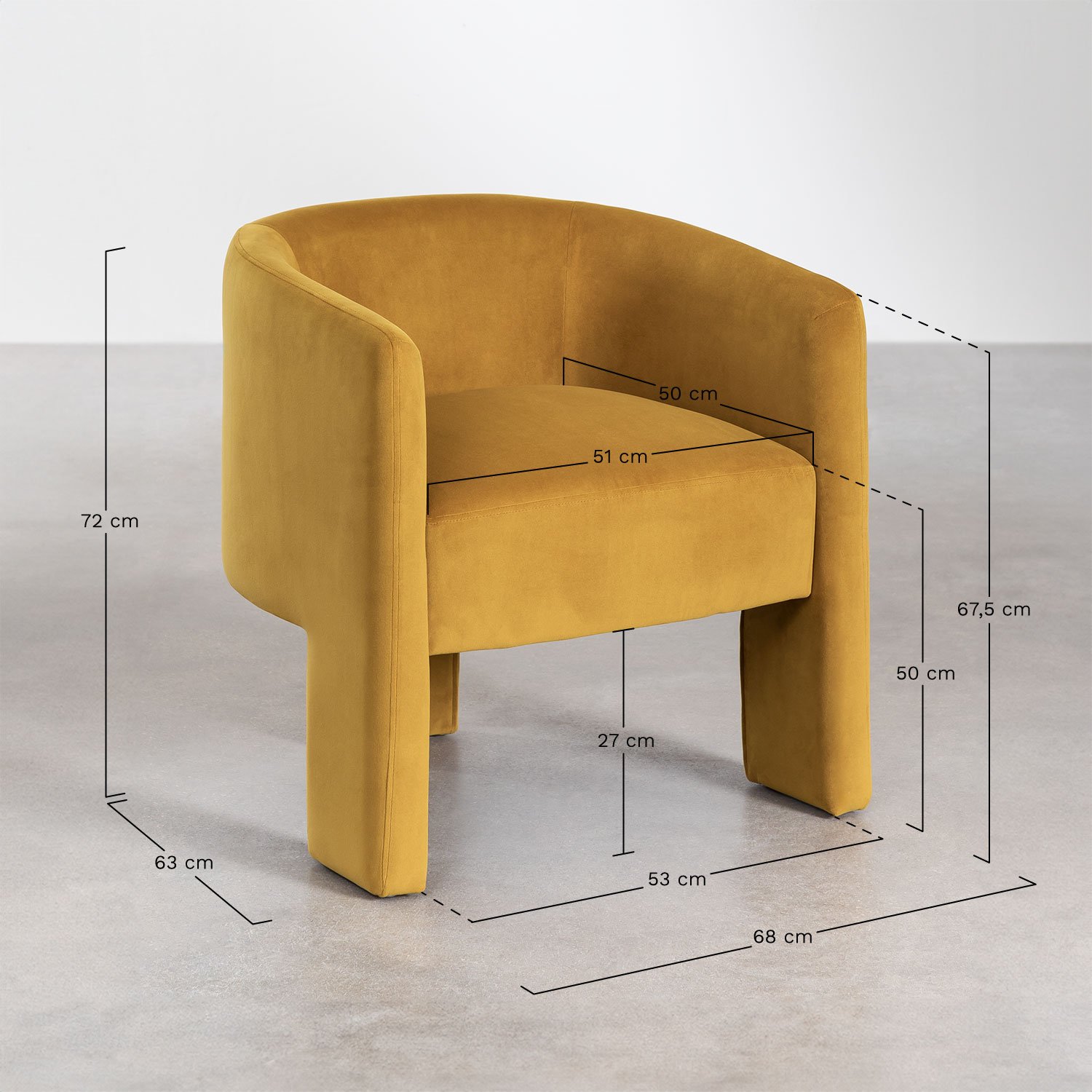 Aura ronde tafelset van notenfineer (Ø120 cm) en 4 Xastru fluwelen eetkamerstoelen  , AFMETINGEN