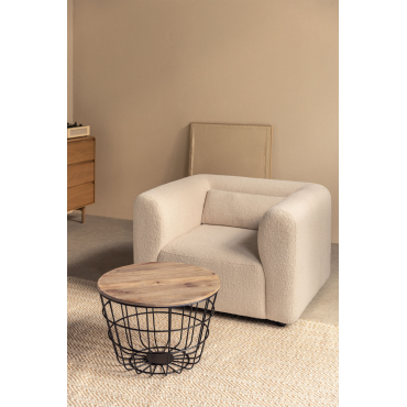 Ronde Salontafel In Mangohout En Staal (ø62 Cm) Ket Zwarte Koolstof - Sklum