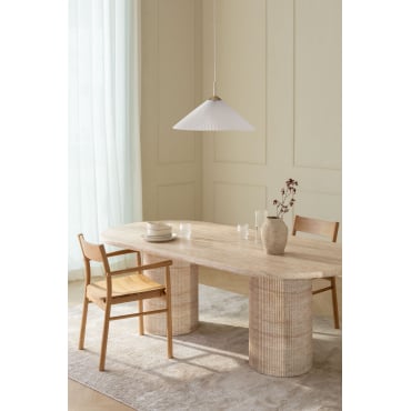 Ovale Eettafel 220x100 Cm In Travertin-look Cement Velia Travertine - Sklum
