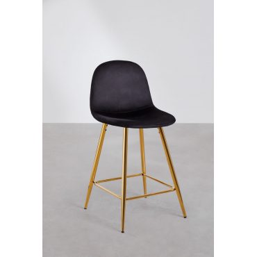 Set Van 4 Hoge Krukken In Glamm-fluweel Zwart & ↑65 Cm & Goud - Sklum