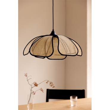 Plafondlamp (ø50 Cm) Vidson Linnen En Katoen Natuurlijk - Zwart - Sklum
