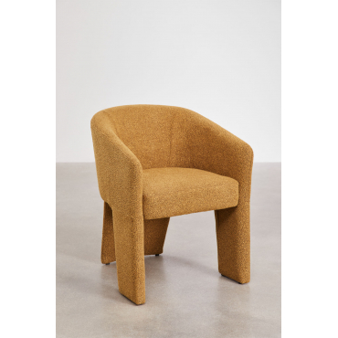 Jimena Gestoffeerde Fauteuil Bouclé Honing Geel - Sklum