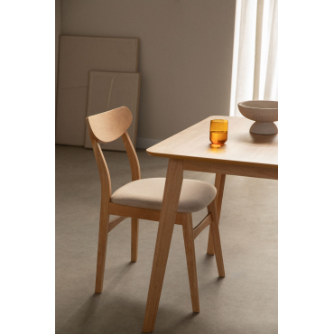 Cloda Eetkamerstoel Van Stof En Hout Natuurlijk Hout - Linnen Beige - Sklum