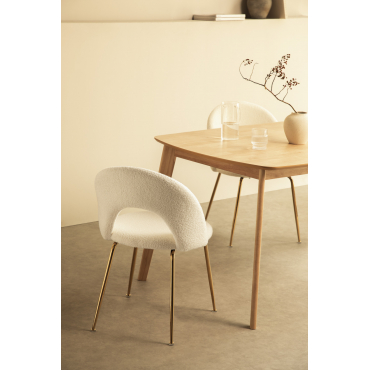 Set Van 2 Glorys Chenille Eetkamerstoelen White & Goud - Sklum