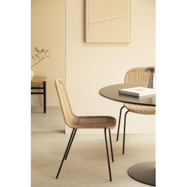 Set Van 2 Reiven Stapelbare Rieten Eetkamerstoelen Natuurlijk - Sklum