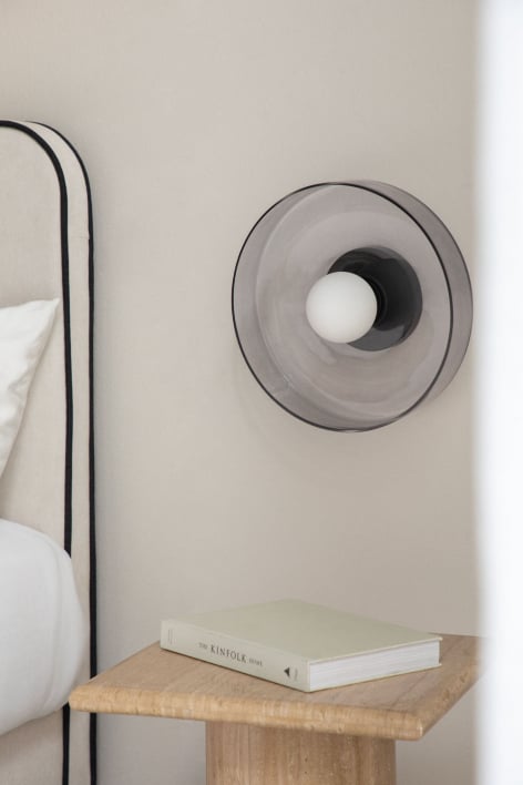 Jaxal wandlamp van glas en roestvrij staal