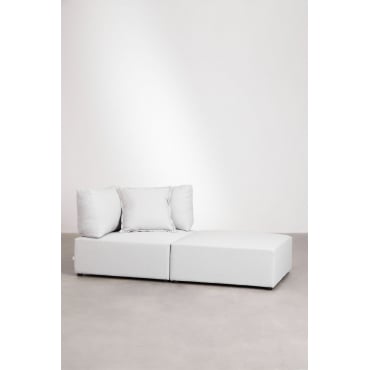 Modulaire Fauteuil Met Poef Kata Stof Crème Beige - Sklum