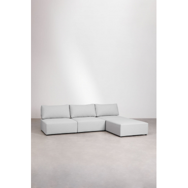 3-delige Modulaire Bank Met Kata Poef Crème Beige - Sklum