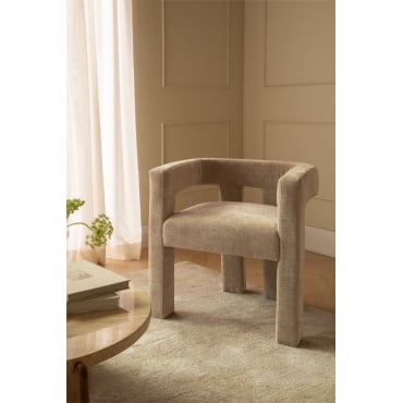 Liara Fauteuil Vanille Geel Chenille Stof - Sklum