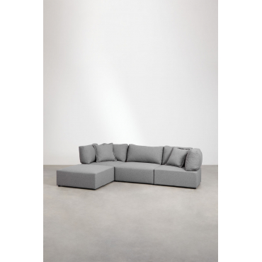 3-delige Modulaire Bank Met 2 Hoekfauteuils En Kata Poef Grijs - Sklum