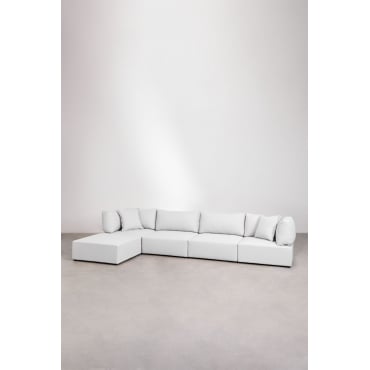 4-delige Modulaire Bank Met 2 Hoekfauteuils En Kata Poef Crème Beige - Sklum
