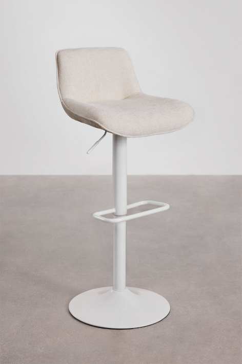 Set van 2 verstelbare hoge krukken met rugleuning van tapiocabeige stof en witte poten Igarasi - Wit - Tapioca beige