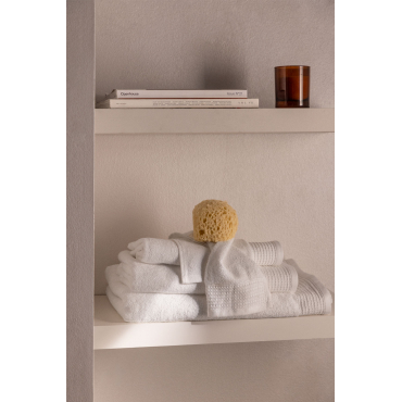 Badstof Katoenen Handdoek Met Claritone Rand Wit & Toalla Lavabo (50 X 90 Cm) - Sklum