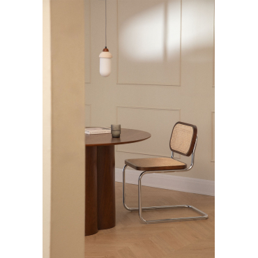 Set Van 2 Eetkamerstoelen In Rotan Tento Donker Hout & Grijs – Chroom - Sklum