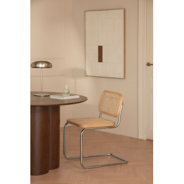 Set Van 4 Eetkamerstoelen In Rotan Tento Natuurlijk Hout & Grijs – Chroom - Sklum