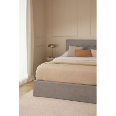 Abiel Gestoffeerd Bed Met Opklapbaar Onderschuifbed Stof Szary & 180 X 200 Cm - Sklum