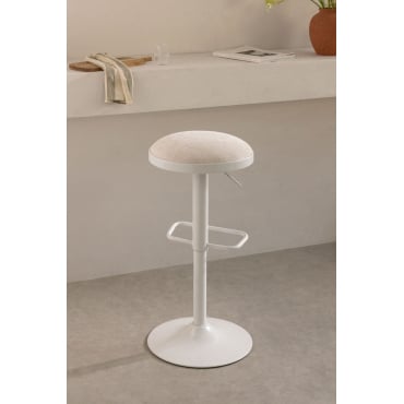 Igarasi Verstelbare Hoge Kruk In Metaal En Stof Wit - Tapioca Beige - Sklum