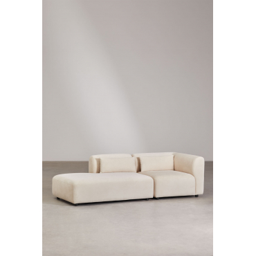 Fogler 2-delige Modulaire Hoekbank Met Chaise Longue Links Corduroy Beige – Linnen - Sklum