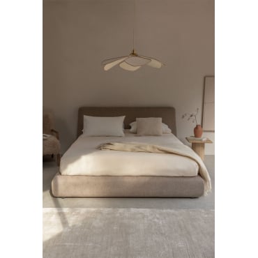 Bed Met Opklapbare Gestoffeerde Opbergruimte Norena Stof Zandbruin & 160 X 200 Cm & Zonder Matras - Sklum