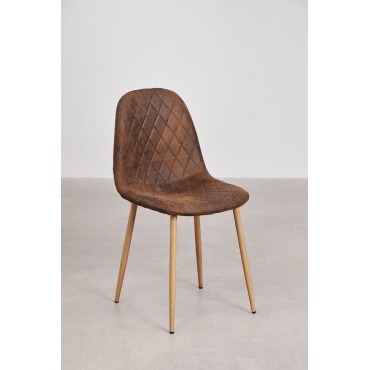 Glamm Kunstleren Eetkamerstoel Koffie Diamond & Natuurlijk Hout - Sklum
