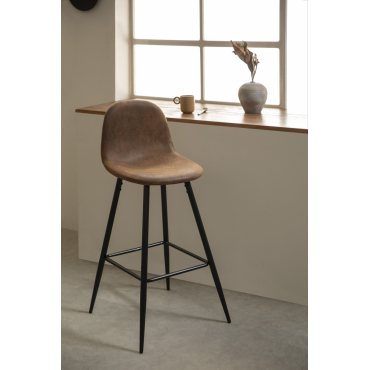 Verpakking Van 4 Glamm Kunstleren Hoge Krukken Koffie Vintage & ↑75 Cm & Zwart - Sklum