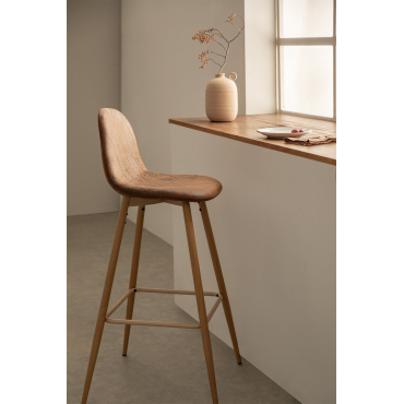 Set Van 4 Hoge Krukken Van Glamm-kunstleer Koffie Diamond & ↑75 Cm & Natuurlijk Hout - Sklum