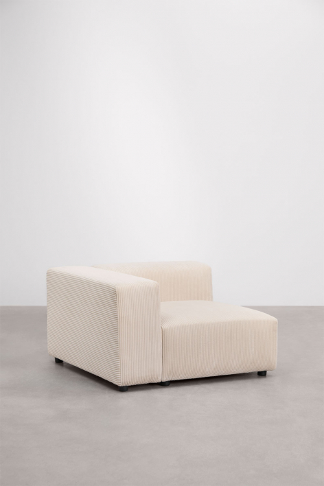 Linker hoekmodule 115x113 cm met hoge armleuning voor modulaire bank Bruna - Corduroy Beige – linnen