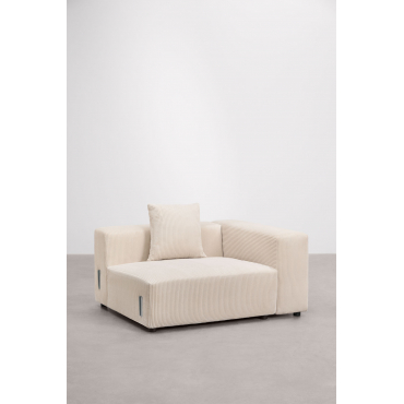 Rechter Hoekmodule (135x113 Cm) Met Hoge Armleuning En Kussen Voor Modulaire Bank Bruna Corduroy Beige – Linnen - Sklum