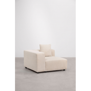 Linker Hoekmodule (115x113 Cm) Met Hoge Armleuning En Kussen Voor Modulaire Bank Bruna Corduroy Beige – Linnen - Sklum